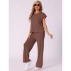 INSPIRE CHIC Women's Knit Matching Sweatsuits Tops and Wide Leg Pants 2 Piece Outfits Sets - 2 of 4