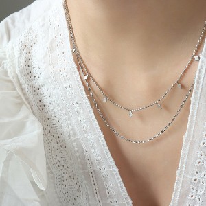 HTUTWOO Rhombus Pendant Necklace, Dainty Layered Necklaces for Women, Trendy Jewelry - 1 of 4