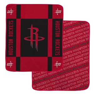 NBA Houston Rockets 60"x70" Reverse Block Wordmark Double Sided Flannel Fleece Blanket - 1 of 3