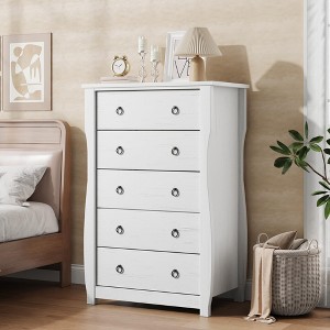 Tall 5 Drawer Dresser for Bedroom, Modern Wood Chest with Ring Handles,  Space-Saving Storage Organizer for Hallway and Closet : Target