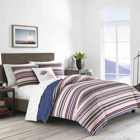 Full Queen Navy Brewster Stripe Duvet Cover Set Eddie Bauer Target