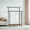 Garment Rack on Wheels, 38.8 Inch Double-Rod Rack for Clothes Hanging, with Shelf in Rustic Brown and Ink Black - 4 of 4