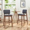 GDFStudio Tally Mid Century Modern Fabric Upholstered Wooden 30.5" Barstools (Set of 2) - 2 of 4