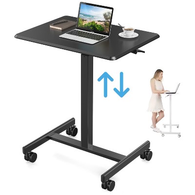 Musment Height Adjustable Rolling Laptop Desk with Wheels | 25.7" x 19" | Sit Stand Mobile Workstation Cart