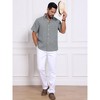 INSPIRE CHIC Men's Plain Linen Chest Pocket Short Sleeve Contrast Color Collar Shirts - 2 of 4