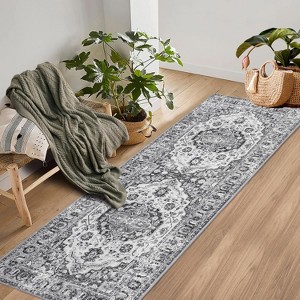 Hallway Runner Rug Washable Kitchen Runner Non Slip Stain Resistant Vintage Distressed Area Rugs Laundry Room Bathroom Throw Carpet - 1 of 4