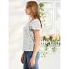 Allegra K Women's Flutter Ruffle Short Sleeve Sweetheart Neck Floral Blouse Top - 4 of 4