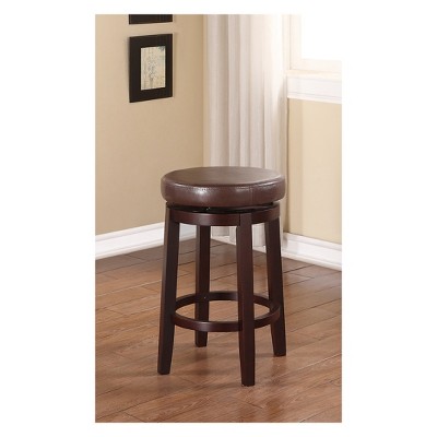 Elegant Maya 24" Brown Swivel Backless Wooden Counter Stool