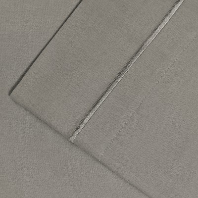 1500 Thread Count Grey Cotton Marrow Stitch Standard Pillowcase Set
