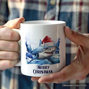 Shark with Santa Hat Mug, Festive Christmas Gift (Non-Custom)| OrnamentallyYou - 1 of 4