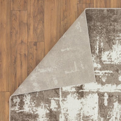 Beige Abstract 8' x 10' Stain-Resistant Synthetic Area Rug
