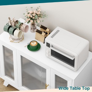 Modern Fluted Glass Door Sideboard (36'') – Wooden Buffet Storage Cabinet with Adjustable Shelf for Home Spaces - 1 of 4