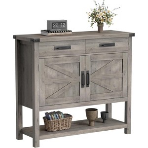 35.4 in Farmhouse Console Table with 2 Storage Drawers and 2-Door Cabinet,Entryway Table with Storage Shelf,for Kitchen, Hallway, Living Room - 1 of 4