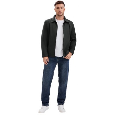 Мужские куртки INSPIRE CHIC Men's Lapel Full Zip Up Solid Color Casual Lined Jacket Medium Red — фото 2