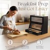 MOEPISY Bamboo Wood Breadbox with Knife Storage, Ventilation Holes, Black - 2 of 4