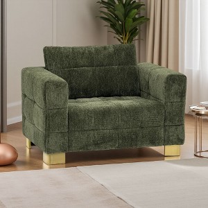 1-Seater Plush Cloth Sofa Chair with High Legs & Easy Cleaning - 1 of 4