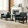 TYBOATLE Accent Chair set of 2 for Living Room Chairs, Fabric Tufted Upholstered Arm Chair, Comfy Upholstered Reading Side Chair, Black - 3 of 4