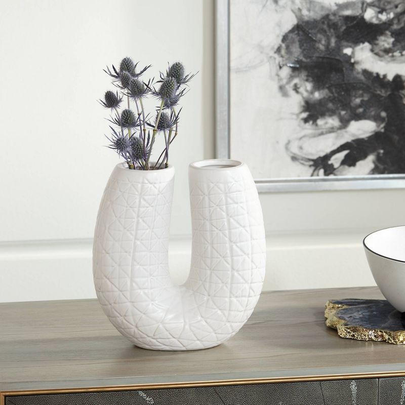 Studio 55D Albuquerque Matte White 9 3/4" High U-Shaped Decorative Vase, 2 of 10
