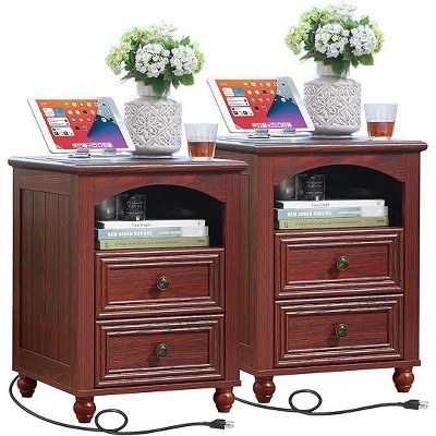 GYIIYUO 18" Wood Nightstand, Bedside End Table with Storage and Roman Column, Bed Side Tables Cabinet Dresser for Bedroom, Living Room