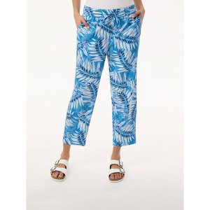 Pull On D-String Cropped Pant- Printed Linen-PS - 1 of 3