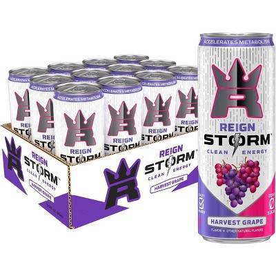 Reign Storm, Harvest Grape, Fitness & Wellness Energy Drink - 12 Fl Oz (Pack of 12)