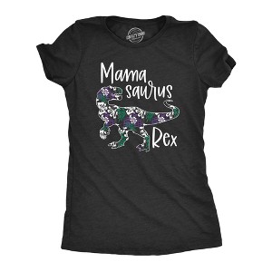 Womens Mamasaurus Rex T Shirt Funny Dinosaur Mothers Day Floral Print Graphic Tee - Crazy Dog Women's T Shirt - 1 of 4