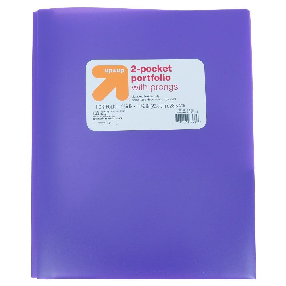 2 Pocket Plastic Folder with Prongs Purple - Up&Up was $0.75 now $0.5 (33.0% off)