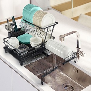 SUGIFT 2 Tier Dish Drying Rack, Large Extendable Dish Rack, 2-in-1 Dishrack for Kitchen Counter and Sink - 1 of 4