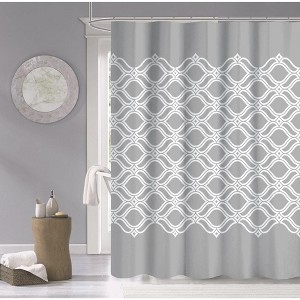 Dainty Home 3D Printed Textured 100% Cotton Shower Curtain - 1 of 3