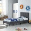 Infans Twin Upholstered Platform Bed Mattress Foundation Button Tufted Headboard Gray - 3 of 4
