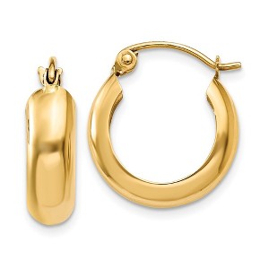 Black Bow Jewelry 4.75mm, 14k Yellow Gold Half Round Hoop Earrings, 12mm (7/16 Inch) - 1 of 4