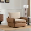 Dual-Sided Fabric and ECO Leather Armchair Accent Chair with Layered Cushion and Modular Base for Living Room - 2 of 4