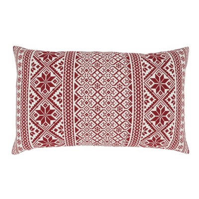 Red and White Cotton Christmas Pattern Throw Pillow Cover