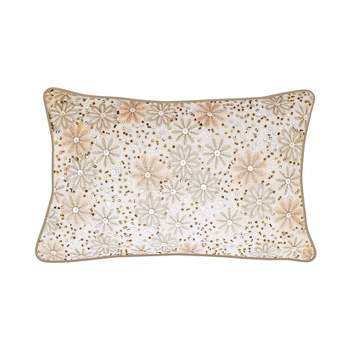 13"x20" Celebrations Metallic Floral Lumbar Pillow Oyster/Pink - Edie@Home