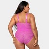 Curvy Couture Women's Plus Size No Show Lace Bodysuit - 4 of 4