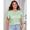 Womens Plus Size Tops Short Sleeve Casual Summer Square Neck Pleated Loose Fit Flowy Eyelet T Shirts Blouse - 4 of 4