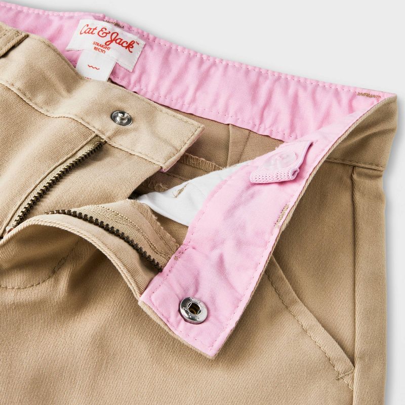 Girls' 2pk Straight Fit Uniform Pants - Cat & Jack™ Khaki, 4 of 5