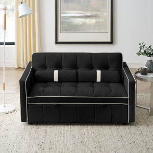 LOVMOR Pull Out Sleep Sofa Bed, with side pockets, Adjsutable Backrest and Lumbar Pillows, for Apartment, Office, Living Room - 1 of 4