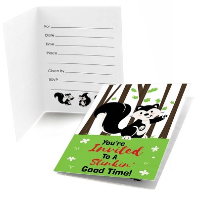 Big Dot of Happiness Little Stinker - Fill In Woodland Skunk Baby Shower or Birthday Party Invitations (8 count)