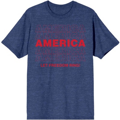 Americana America Let Freedom Ring Men’s Navy Heather T-Shirt-3XL