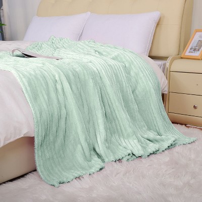 1 Pc Twin Microfiber Polar Fleece Bed Blankets Mint Green - PiccoCasa