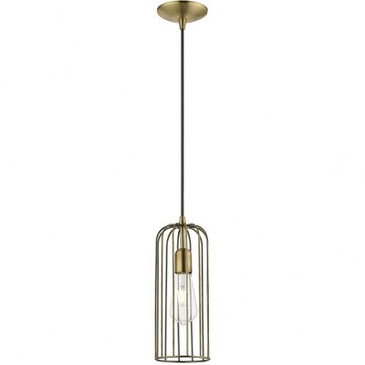 Glenbrook Antique Brass Mini Pendant Light with Glass Shade