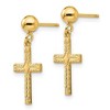 Black Bow Jewelry 13mm Textured Cross Dangle Post Earrings in 14k Yellow Gold - 2 of 4