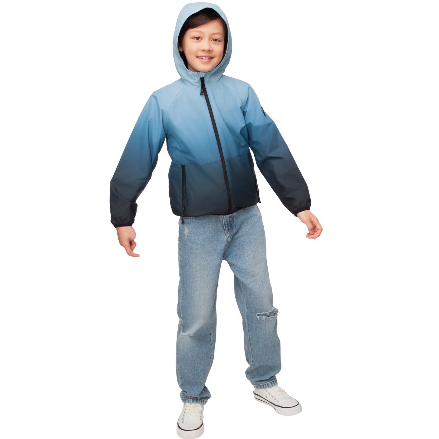 Куртка Rokka&Rolla Ombré Windbreaker Fleece Lined Jacket-Navy для мальчиков, цвет: Тёмно-синий — фото 5