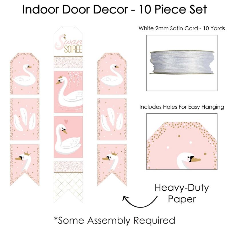Big Dot of Happiness Swan Soiree - Hanging Vertical Paper Door Banners - White Swan Baby Shower or Birthday Party Wall Decor Kit - Indoor Door Decor, 5 of 8