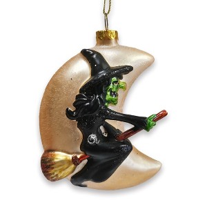 Witch and Crescent Moon Glass Christmas Ornament, Halloween Gift| OrnamentallyYou - 1 of 4
