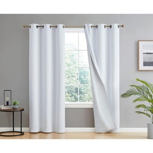 HLC.ME Dakota 100% Blackout Thick Thermal Insulated Energy Efficient Heat Blocking Curtains Grommet Panels, Set of 2 - 1 of 4