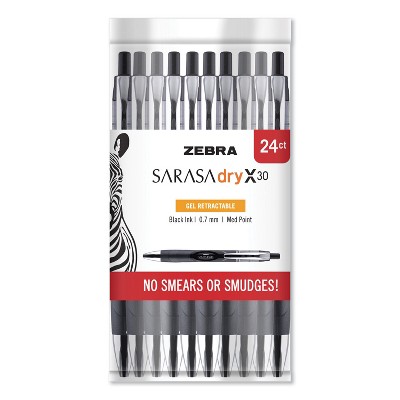 Zebra Dry Gel X30 Retractable Pen Medium 0.7 mm Black Ink Black Barrel 47024