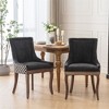 OUTSUPPLY Set of 2 Modern Upholstered Dining Chairs, Thick Fabric, Solid Wood Legs, Bronze Nailhead Trim - 3 of 4