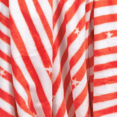 Star Striped Printed Plush Throw Blanket Red/White - Sun Squad&#8482;_1